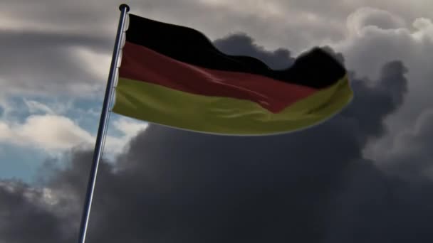 ドイツの旗 Hqは嵐の空の背景にアニメーション化しました — ストック動画