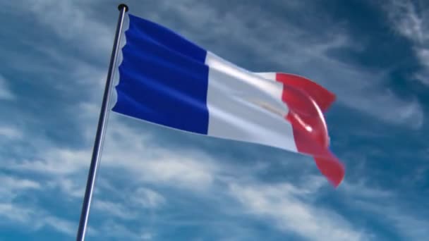 Bandera Francia Sede Animada Sobre Fondo Épico Neutral — Vídeos de Stock