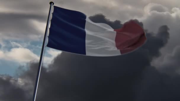Bandera Francia Sede Animada Sobre Fondo Épico Doomy — Vídeos de Stock