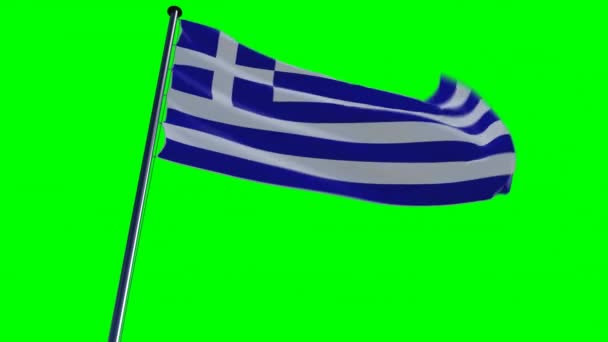 Greece Flag Animovaný Epickém Pozadí Zelené Obrazovce Alfa — Stock video
