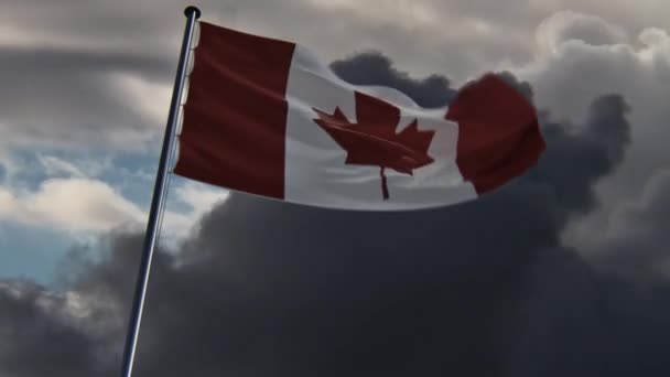 Bandera Canadá Sede Animada Sobre Fondo Épico Doomy — Vídeos de Stock