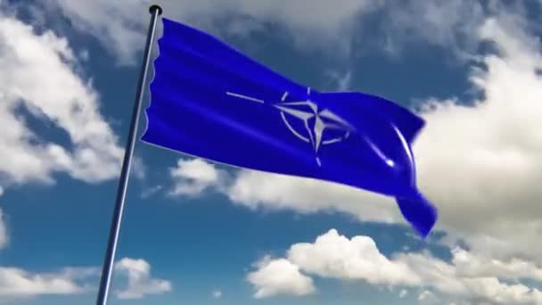 Флаг Нато Штаб Квартира Эпическом Фоне Нейтральный — стоковое видео