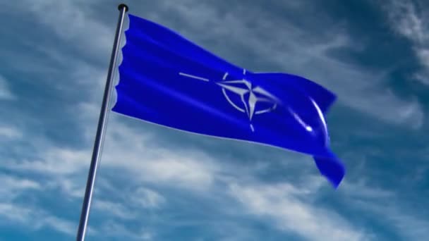 Flaga Nato Kwatera Główna Animowana Epickim Tle Neutralna — Wideo stockowe