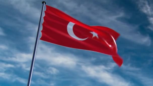 Flaga Turcji Kwatera Główna Animowana Epickim Tle — Wideo stockowe