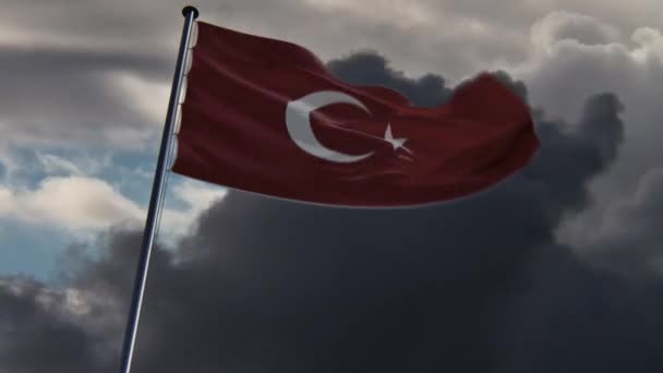 Bandera Turquía Sede Animada Sobre Fondo Épico — Vídeos de Stock