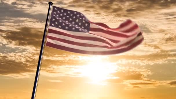 Bandera Estados Unidos Sede Animada Sobre Fondo Épico Soleado — Vídeos de Stock