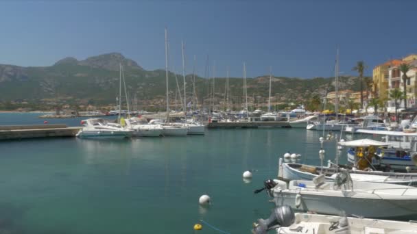 Båtar Hamnen Calvi Korsika — Stockvideo