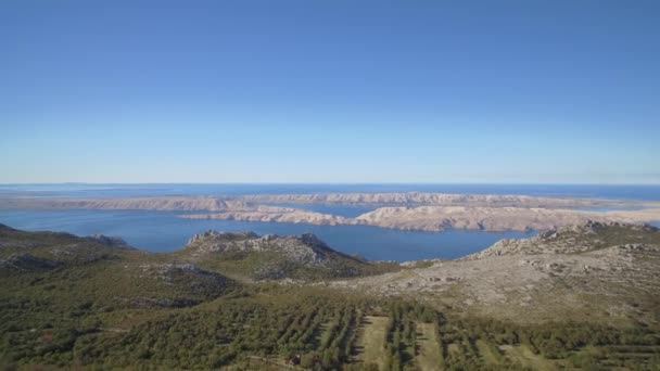 Aerial Hills Landscape Bay Karlobag Κροατία — Αρχείο Βίντεο