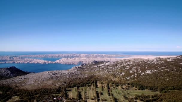 Повітря Пагорби Пейзаж Затока Карлобазі Хорватія — стокове відео