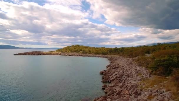 Aerial Flying Croatian Coastline — Stock Video