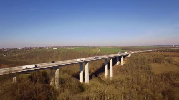 Повітря Політ Уздовж Величезного Мосту Німеччині — стокове відео