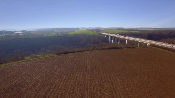 Aerial Flight Huge Bridge Germany — Stock Video