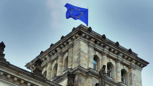 Reichstag European Flag Roof Berlin — Video Stock