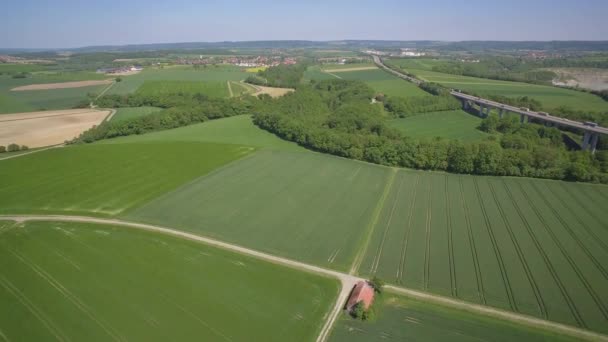 Aereo Volo Sopra Terre Agricole Tedesche Germania Meridionale — Video Stock