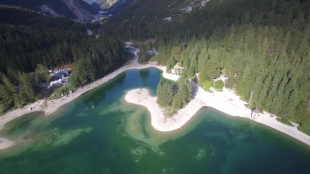 Aerial Flight Amazing Lago Del Predil Talya Slovenya Sınırı — Stok video