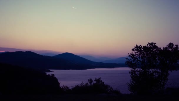 Проміжок Часу Заходу Сонця Jezero Krupac Озера Чорногорія — стокове відео