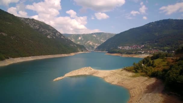 Aerial Pivsko Jezero Pluzine Montenegro Graded Stabilized Version — Stock Video