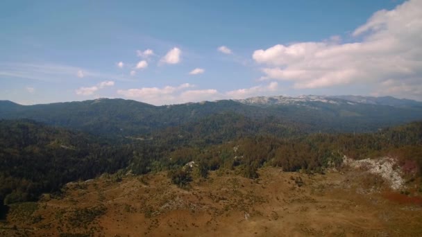 Aerial Farmlands Durmitor National Park Montenegro — Stock Video