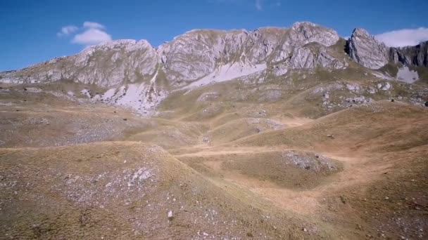 Antena Niesamowite Góry Parku Narodowego Durmitor Czarnogóra Materiał Macierzysty Prosto — Wideo stockowe
