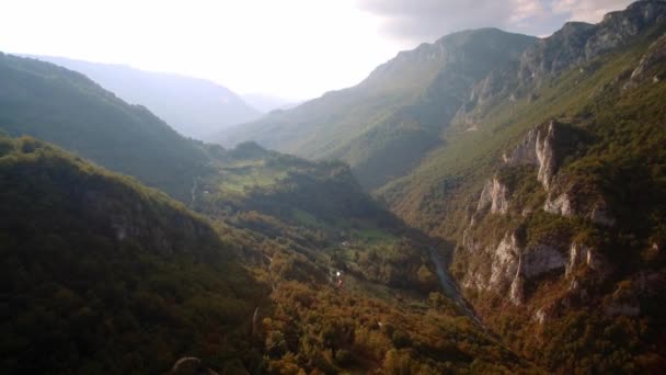 Antenne Tara River Canyon Montenegro Abgestufte Und Stabilisierte Version Achten — Stockvideo