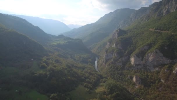 Anteni Tara River Canyon Karadağ Kademeli Stabil Sürüm Ayrıca Kameranın — Stok video