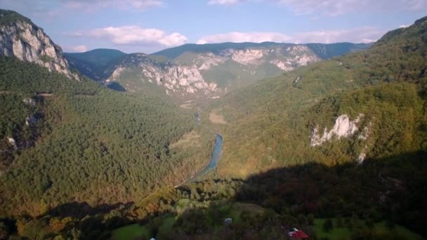 Aerial Tara River Canyon Montenegro Graded Stabilized Version Следите Родным — стоковое видео