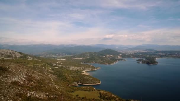 Aerial Flying Slansko Jezero Lake Montenegro Native Material Straight Out — Stock Video