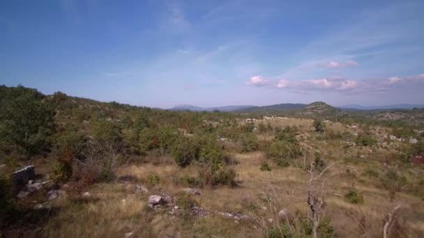 Letecká Zemědělská Stromy Keře Černá Hora Stupňovitá Stabilizovaná Verze Dívejte — Stock video