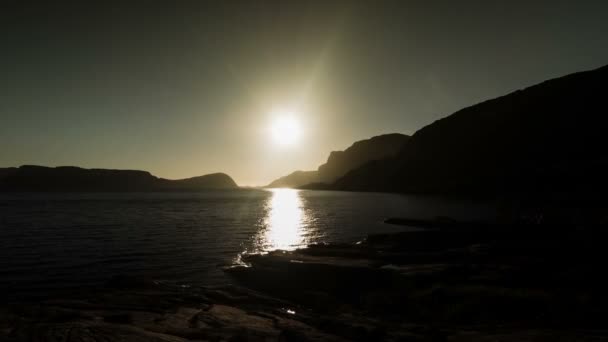 Эпическое Драматичное Время Захода Солнца Районе Рутледж Норвегии — стоковое видео