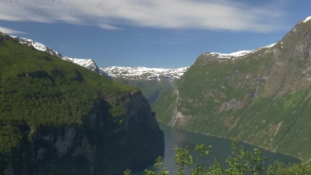 Geiranger Fjord Norway Nature Scenic View — Stock video