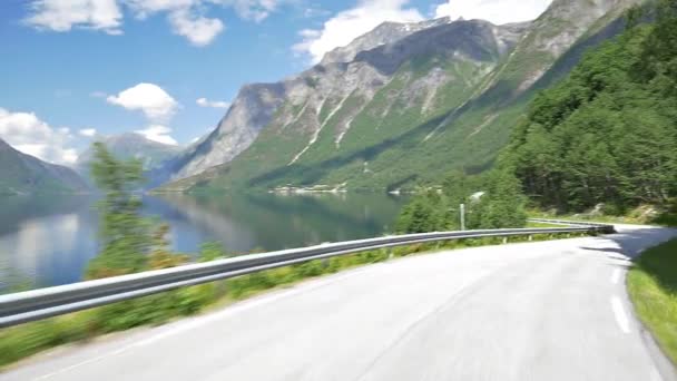 Panoramic Drive Eikesdalsvatnet Sea Norway — Stock video