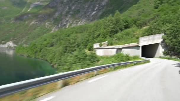 Panoramic Drive Eikesdalsvatnet Sea Norway — Stock video