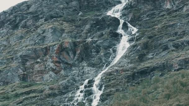 Vista Panorámica Hermosa Cascada Noruega — Vídeos de Stock