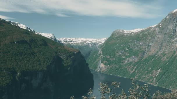Geiranger Fjord Norway Nature Scenic View — Vídeos de Stock