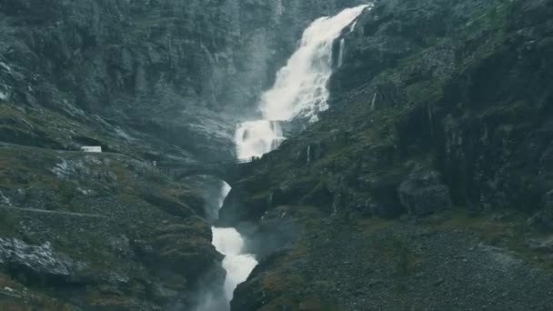 Waterfall Trollstigen Norway — Stock Video