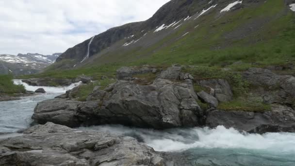 Malerischer Blick Auf Wilde Flussläufe Norwegen — Stockvideo