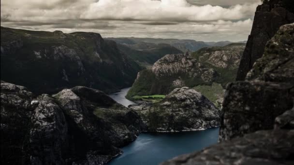 Episk Och Dramatisk Tid Förflutit Preikestolen Norge — Stockvideo