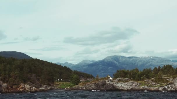 Coastline Hardangerfjord Ferry Norsko — Stock video