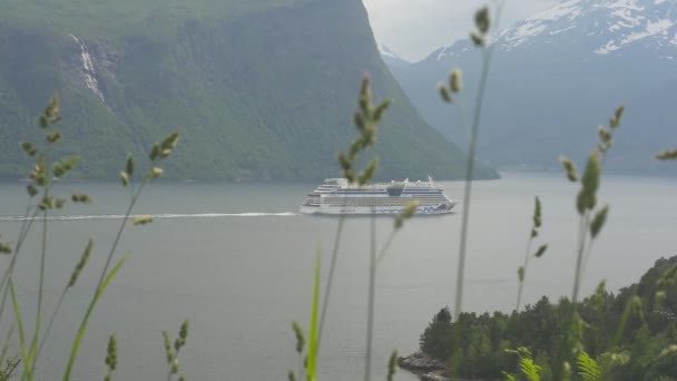 Cruise Gemisi Üzerinde Fiyort Norveç — Stok video