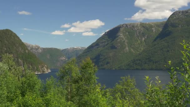 Прекрасный Вид Фьорд Норвегия Дневное Время — стоковое видео