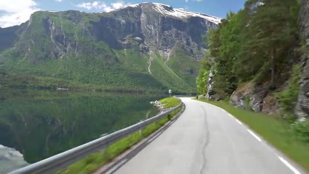 Panoramic Drive Eikesdalsvatnet Sea Norway — Αρχείο Βίντεο