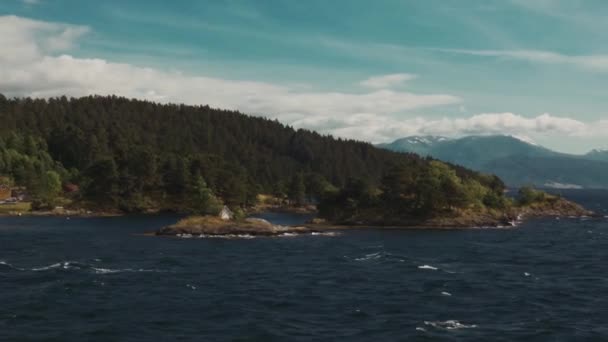 Kirándulás Hajóval Part Mentén Fjord Norvégia — Stock videók