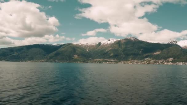 Viaje Barco Costero Fiordo Noruega — Vídeos de Stock