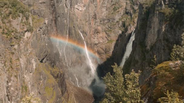 Gorge Voringsfossen Waterfall Norway — Stok video