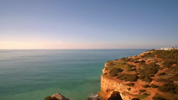 Aerial Praia Corredoura Grottas Praia Benagil Portugal — Video