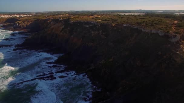 Antenna Atlanti Óceán Partján Vonal Portugália — Stock videók
