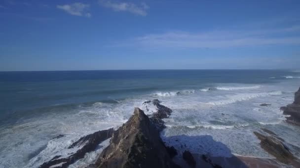 Aerial Járat Praia Cavaleiro Coast Line Felett Portugália — Stock videók
