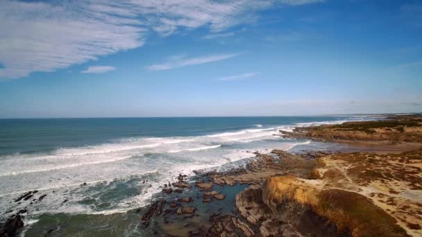 Antenne Flug Entlang Der Schönen Praia Nossa Senhora Portugal — Stockvideo