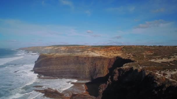 Антена Політ Вздовж Красиві Praia Сеньора Сеньора Португалія — стокове відео