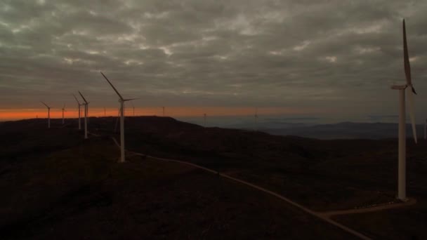 Aerial Flying Power Plant Sunset Portugal — Stock Video